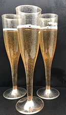 60 pc Gold Glitter Classicware Glass Like Champagne Wedding Parties Toasting Flutes (1 Box = Quantity 60)
