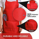 CHEFLUX [12pk] Premium Professional Red Restaurant Aprons with 2 Large Pockets [Bulk] Chef Cooking Bib Apron for Kitchen Waitress [Unisex] Men Women [53 g Lightweight] BBQ Painting Stylist Artist