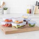 GlassLock Glass Locking Lids Food Storage Containers, 14-Piece Set