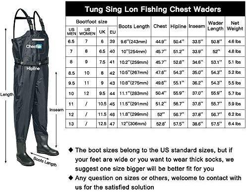 Tung Hsing Lon Fishing Chest Waders for Men Women with Cleated Bootfoot Hunting Waders Fishing Overalls Waterproof and Breathable