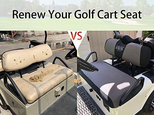 10L0L Golf Cart Seat Cover Set Fit for Club Car DS Precedent & Yamaha, Warm Bench Seat Covers for Cold Winter Weather, Breathable Washable Polyester Mesh Cloth Gray Black Beige Red Blue