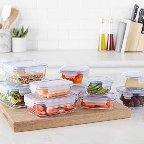 GlassLock Glass Locking Lids Food Storage Containers, 14-Piece Set