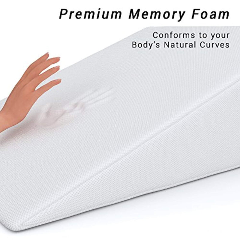 Bed Wedge, FitPlus Premium Wedge Pillow 1.5 Inches Memory Foam 2 Year Warranty, Acid Reflux Pillow With Removable Cover Dr Recommended For Snoring And Gerd