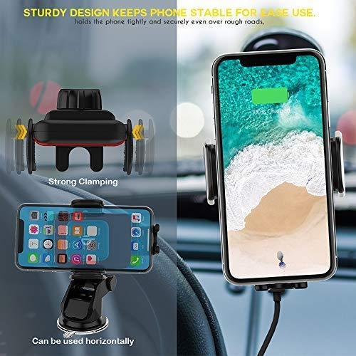 ZeeHoo Wireless Car Charger,10W Qi Fast Charging Auto-Clamping Car Mount,Windshield Dash Air Vent Phone Holder Compatible iPhone 11/11 Pro/11 Pro Max/Xs MAX/XS/XR/X/8/8+,Samsung S10/S10+/S9/S9+/S8/S8+