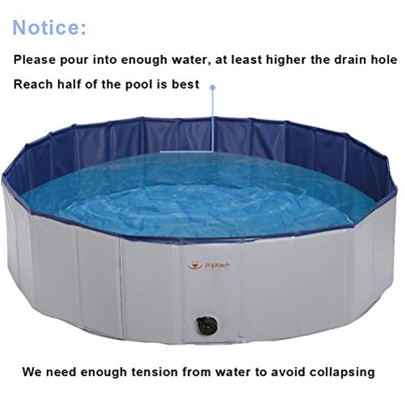 PUPTECK Foldable Dog Swimming Pool - Outdoor Portable Pet Bathing Tub