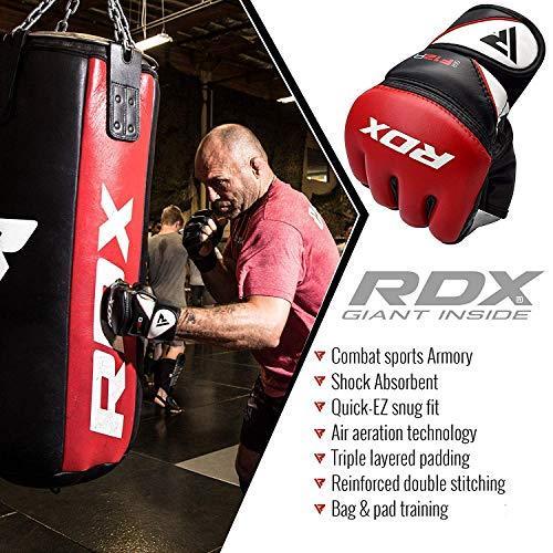 RDX MMA Gloves for Grappling Martial Arts Training | D. Cut Palm Maya Hide Leather Sparring Mitts| Perfect for Cage Fighting, Combat Sports, Punching Bag, Muay Thai & Kickboxing