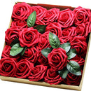 YOUR GIFT Your Deco Flowers Bridal DIY Bouquet Real Touch Artificial Roses 25 Pcs Hotel/Wedding Floral/Garden Craft Baby Shower Home Decor (red)