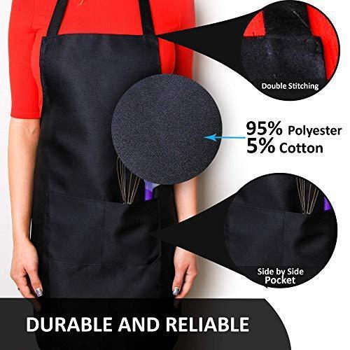 CHEFLUX [12pk] Premium Professional Red Restaurant Aprons with 2 Large Pockets [Bulk] Chef Cooking Bib Apron for Kitchen Waitress [Unisex] Men Women [53 g Lightweight] BBQ Painting Stylist Artist