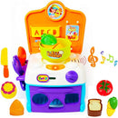 FUNERICA My First Toy Oven and Play Stove Cook-Top | with Shape Sorter Pieces and Cutting Vegetables Toy Set - Compact Play Kitchen for Young Kids Boys and Girls