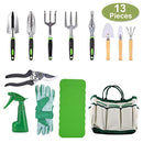 CRENOVA 10 Piece Garden Tools Set-Gardening Tools,Pruning Shears,Garden Gloves,Garden Tote,Kneeling Pad and Garden Sprayer.Add 3 Free Piece Mini Gardening Tool Set.Best Gift for Women and Men.