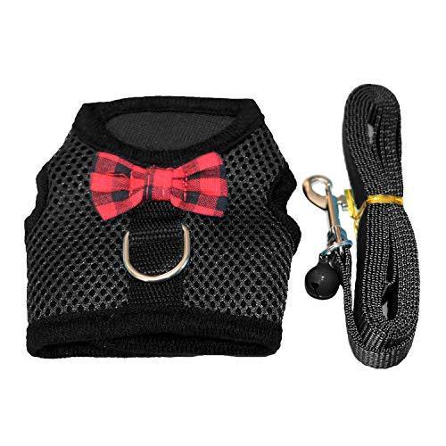 RYPET Small Animal Harness and Leash - Soft Mesh Small Pet Harness with Safe Bell, No Pull Comfort Padded Vest for Small Pet
