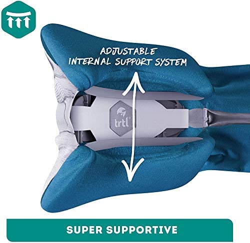 trtl Pillow Plus, Travel Pillow - Fully Adjustable Neck Pillow for Airplane Travel, Car, Bus and Rail. (Charcoal) Includes Water Proof Carry Bag and Setup Guide. Trtl Travel Accessories