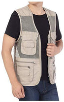 Men's Safari Fishing Hunting Mesh Vest Photography Work Multi-Pockets Outdoors Travel Journalist's Jacket