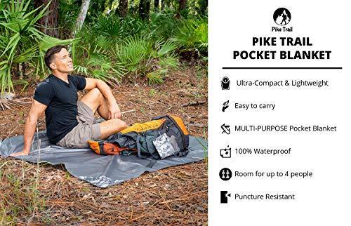 Pocket Blanket -Compact Picnic Blanket (60"x 56") - Sand Proof Beach Blanket / 100% Waterproof Ground Cover. Great Outdoor Blanket for Hiking, Camping, Picnics, Travel and Beach Trips!