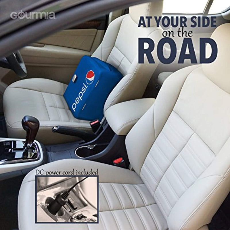 Gourmia GMF660 Pepsi Thermoelectric Mini Fridge Cooler and Warmer - 4 Liter/ 6 Can - For Home,Office, Car, Dorm or Boat - Compact & Portable - AC & DC Power Cords - Blue