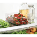 mDesign Plastic Kitchen Pantry Cabinet, Refrigerator, Freezer Food Storage Organizer Bin - for Fruit, Drinks, Snacks, Eggs, Pasta - Combo Includes Bins, Condiment Caddy, Egg Holder - Set of 4 - Clear