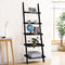 Tangkula Ladder Bookcase 5-Tier Wood Leaning Shelf Wall Plant Shelf Ladder for Home Office Modern Flower Book Display Shelf Storage Rack Stable A-Frame Wooden Ladder Shelf (Black)