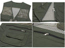 Men's Safari Fishing Hunting Mesh Vest Photography Work Multi-Pockets Outdoors Travel Journalist's Jacket