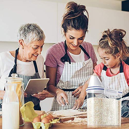 Mini Dry Food Storage Container - Rice Container with Pour Spout + Cup - Handy Dry Food Keeper for Sugar Beans Grain Candy 1.5L Blue