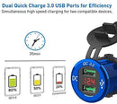 Quick Charge 3.0 Car Charger, CHGeek 12V/24V 36W Aluminum Waterproof Dual QC3.0 USB Fast Charger Socket Power Outlet with LED Digital Voltmeter for Marine, Boat, Motorcycle, Truck, Golf Cart and More