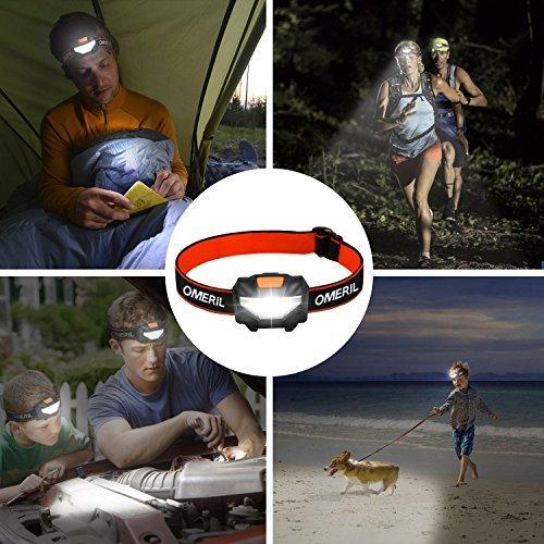 OMERIL Headlamp Flashlight, 2 Packs Super Bright LED Headlamp with 3 Modes, 6 x AAA Battery Operated(Included), Waterproof COB Head Lamp for Kids & Adults, Camping, Hiking, Cycling, Running, Fishing