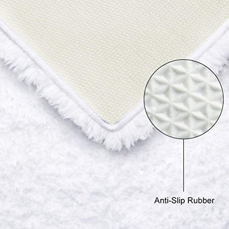 Norcho 31" x 19" Soft Shaggy Bath Mat Non-slip Rubber Bath Rug Luxury Microfiber Bathroom Floor Mats Water Absorbent White