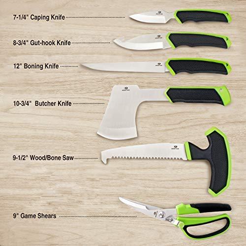 Mossy Oak Hunting Field Dressing Kit - Fixed Blade Full Tang Handle Portable Butcher Game Processor Set