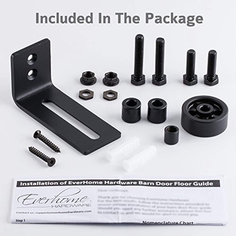 Barn Door Floor Guide Stay Roller, Fully Adjustable Black Powder Coated with 8 Different Setups, Flush With Floor Wall Mount Bracket, Perfect Fit For All Barn Doors