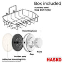 HASKO accessories - Super Powerful Vacuum Suction Cup Soap Dish - Strong Stainless Steel Sponge Holder for Bathroom & Kitchen (Chrome)