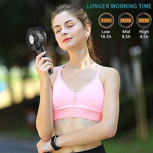 OPOLAR Battery Operated Handheld Personal Fan with Base, 10W Quick Charge Small Portable Fan with 5000mAh Battery, 5-18H Work Time, Strong Airflow,3 Speed Quiet Fan for Tropical Countries Travel