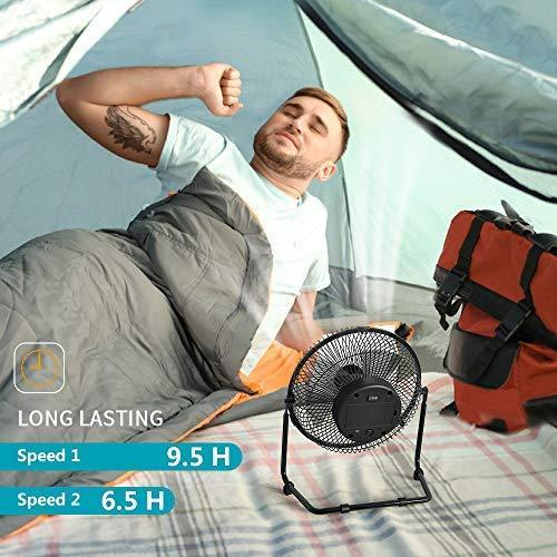 OPOLAR Battery Operated Rechargeable Desk Fan for Home Camping Hurricane, 9 Inch Battery Powered USB Fan with Metal Frame, Quiet Portable Fan with 5200 mAh Capacity & Strong Airflow