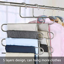 DS Pants Hangers S-Shape Trousers Hangers Stainless Steel Clothes Hangers Closet Space Saving Organizer for Pants Jeans Scarf Hanging Silver (4 Pack with 10 Clips)