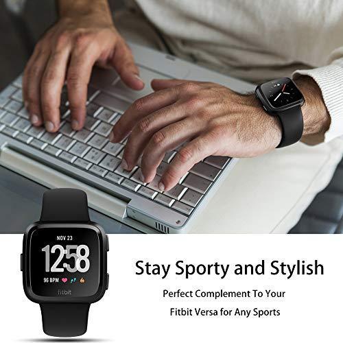 Kmasic Sport Band Compatible with Fitbit Versa/Fitbit Versa 2/Fitbit Versa Lite Edition, Soft Silicone Strap Replacement Wristband Versa Smart Fitness Watch, Large Small