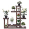 Giantex Flower Rack Plant Stand Multi Wood Shelves Bonsai Display Shelf Indoor Outdoor Yard Garden Patio Balcony Multifunctional Storage Rack Bookshelf W/Hollow-Out Rack (6 Wood Shelves 10 Pots)