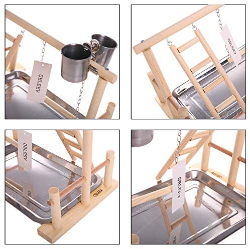 QBLEEV Parrots Playstand Bird Playground Wood Perch Gym Stand Playpen Ladder with Toys Exercise Playgym for Conure Lovebirds