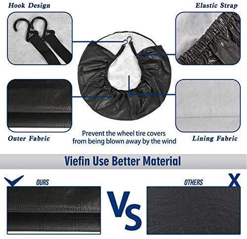 VIEFIN Set of 4 Wheel Tire Covers, Waterproof UV Sun RV Trailer Tire Protectors, Fit 27" to 41" Truck Camper Van Auto Car Tires Diameter