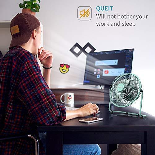 OPOLAR Battery Operated Rechargeable Desk Fan for Home Camping Hurricane, 9 Inch Battery Powered USB Fan with Metal Frame, Quiet Portable Fan with 5200 mAh Capacity & Strong Airflow