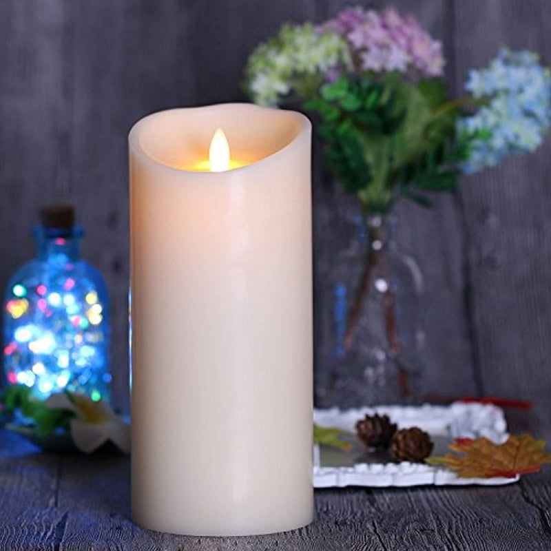 Luminara Flameless Candle Set of 3pcs,3.5-Inch by 5/7/9-Inch Pillar Candle with Moving Wick,Ivory