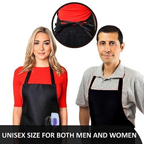 CHEFLUX [12pk] Premium Professional Red Restaurant Aprons with 2 Large Pockets [Bulk] Chef Cooking Bib Apron for Kitchen Waitress [Unisex] Men Women [53 g Lightweight] BBQ Painting Stylist Artist