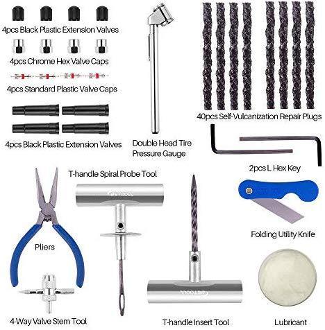 BETOOLL Tire Repair Kit 22 Pcs for Car, Motorcycle, ATV, Jeep, Truck, Tractor Flat Tire Puncture Repair