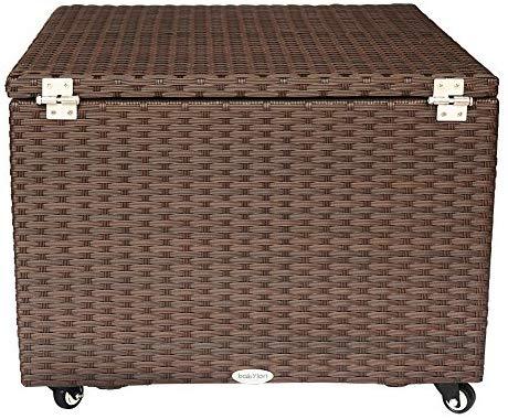 BABYLON Outdoor Patio Wicker Storage Container Deck Box Made of Antirust Aluminum Frames and Resin Rattan, 86-Gallon (Brown) (Large, Brown)