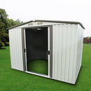 8'X6'Outdoor Storage Shed Garden Tool House with Sliding Door for Backyard Lawn,Patio,Yard(White)