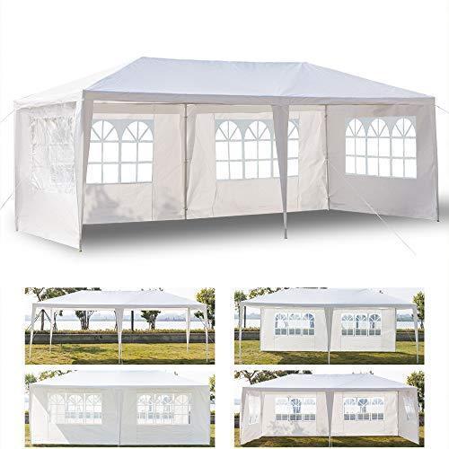 civilys White Outdoor Gazebo Canopy Tent, Party Tent Gazebo Wedding BBQ Beach Tent Waterproof Sun Shelter (10' x 10' with 4 Sidewalls)