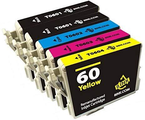 8Ink Remanufactured Ink Cartridge Replacement for Epson T060 Series Printers (2 Black, 1 Cyan, 1 Magenta, 1 Yellow) 5 Pack