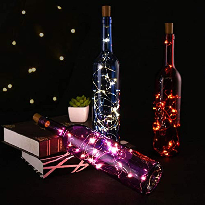 LEDIKON 20 Pack 20 Led Wine Bottle Lights with Cork,3.3Ft Silver Wire Warm White Cork Lights Battery Operated Fairy Mini String Lights for Wedding Party Wine Liquor Bottles Crafts Christmas Decors Decor