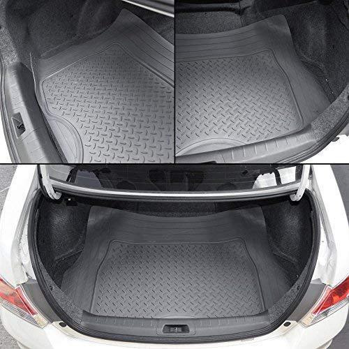 Motor Trend 4pc Gray Car Floor Mats Set Rubber Tortoise Liners w/ Cargo for Auto SUV Trucks