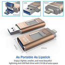 USB Flash Drive 128GB for iPhone Photo Stick backup iPhone Memory Stick External Storage Thumb Drive for iPhone 11 Pro X XR XS MAX 6 7 8 Plus iPad Pro PC Android Password Touch ID Protected Flash Gold