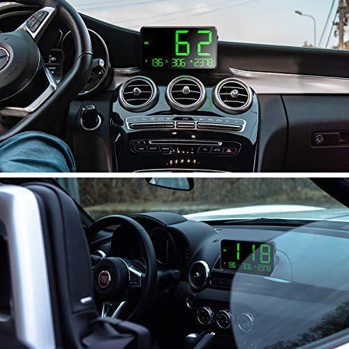 TIMPROVE Universal Digital Car HUD Head Up Display GPS Speedometer with Over Speed Alarm Tired Driving Warning Windshield Project for All Vehicle Bicycle Motorcycle