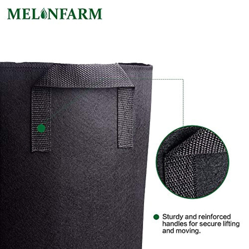 MELONFARM 5-Pack 15 Gallon Plant Grow Bags - Smart Thickened Non-Woven Aeration Fabric Pots Container with Strap Handles for Garden and Planting