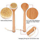 Bath Body Brush with Long Bamboo Handle – Natural Bristle Shower Brushes – Improves Blood Circulation, Exfoliates, Skin Health - Wet or Dry Back Scrubber